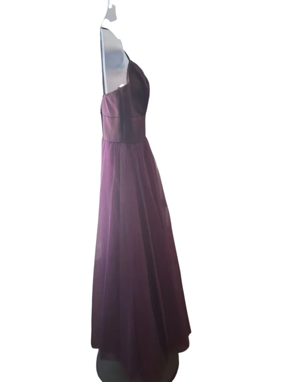 Morilee Madeline Gardner Purple Satin Tulle Maxi Dress Formal Prom Bridesmaid